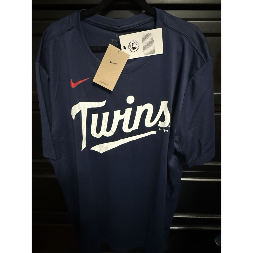 Nike Minnesota Twins Baseball Men's T-Shirt MLB Dri-Fit‎ Short Sleeve Blue L NWT
